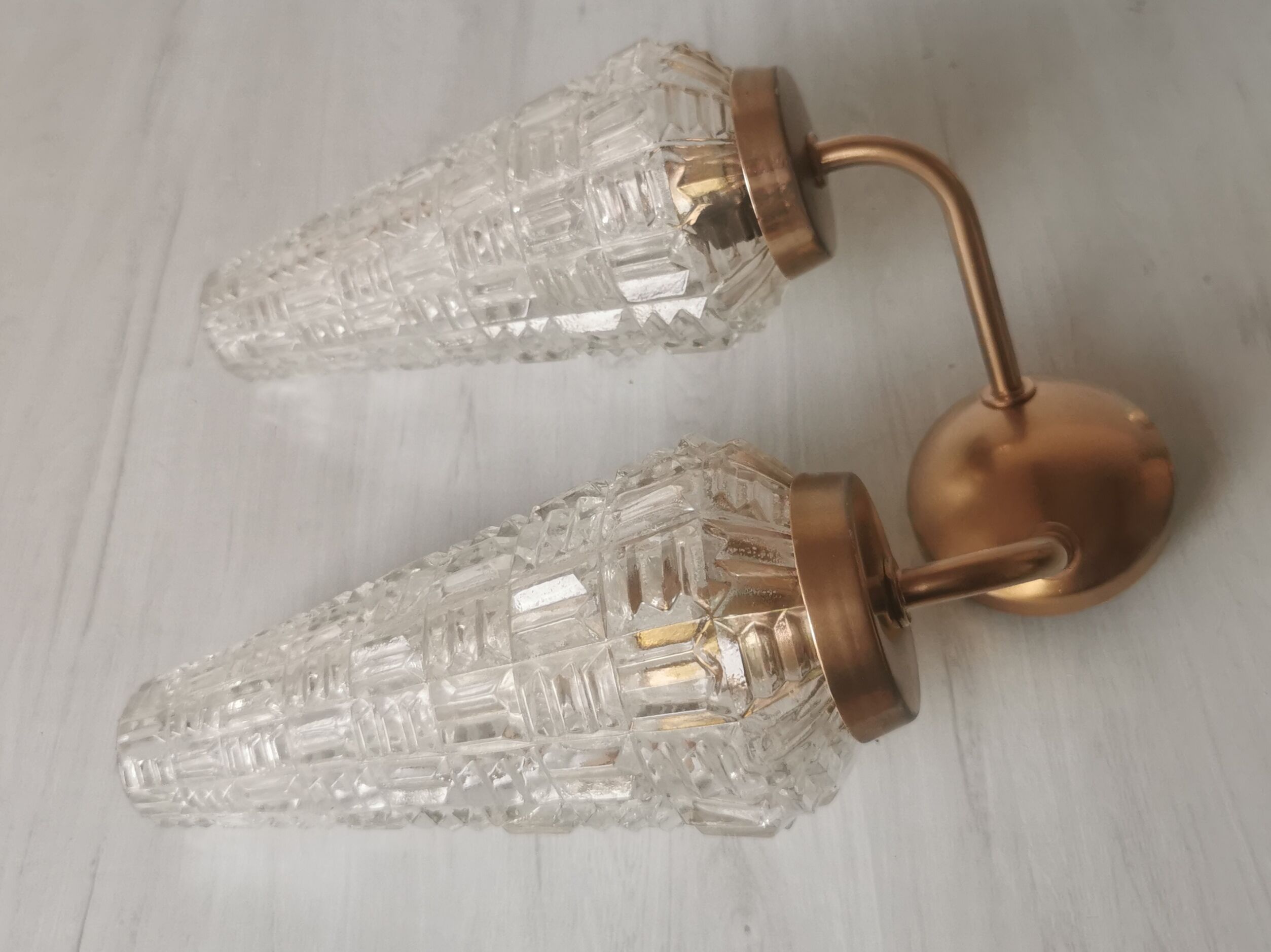 Vintage glass and brass applique