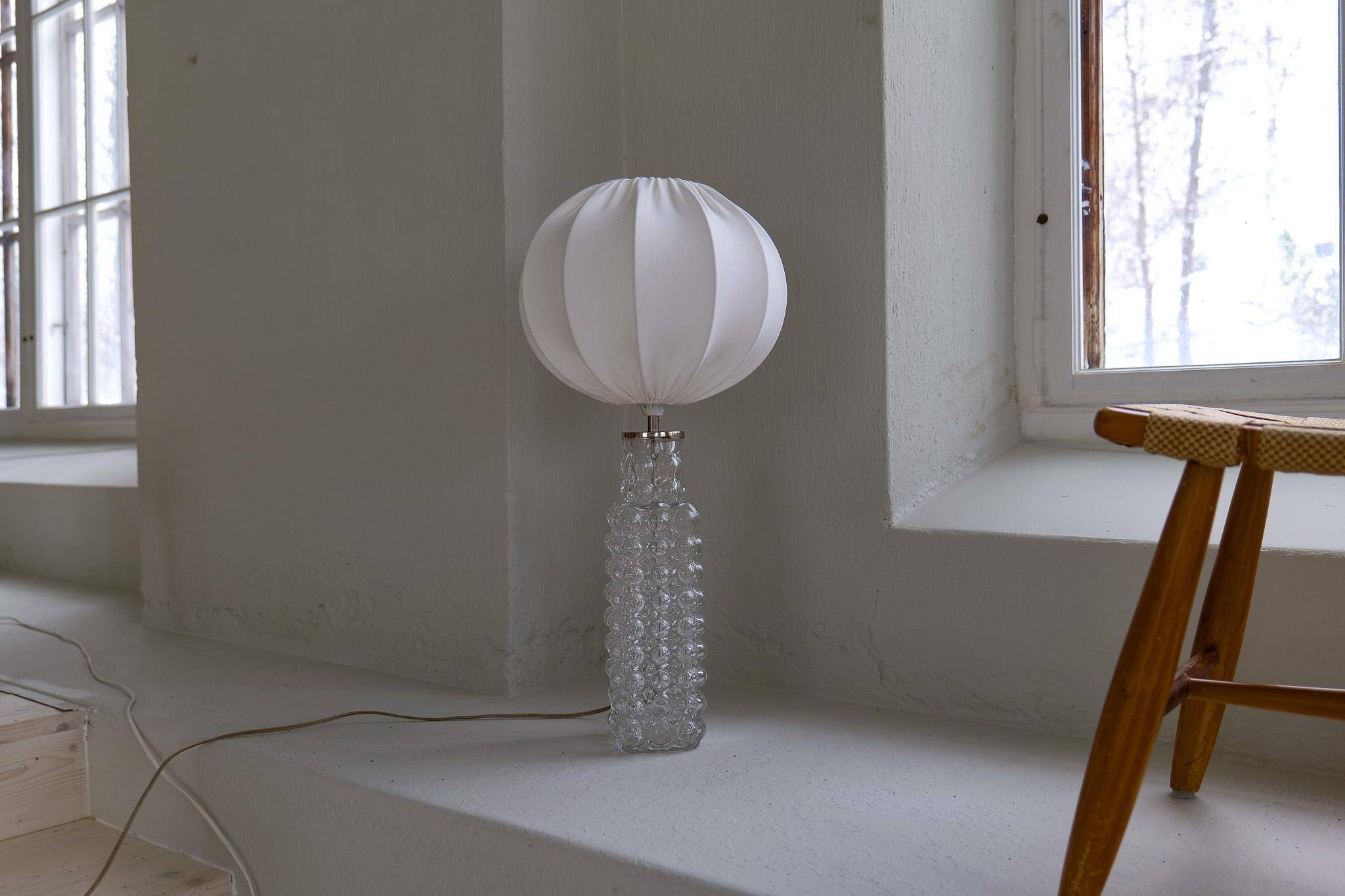 Rare mid-century modern crystal drop table lamp by Orrefors, designed by Carl Fagerlund.
