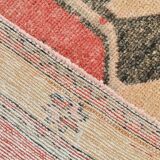 4x12 Coral Red & Beige Vintage Runner Rug,106x375 Cm