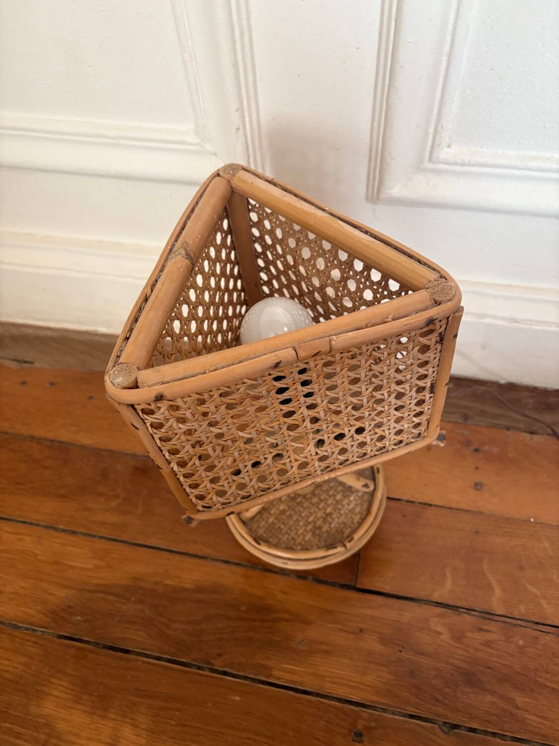 Vintage rattan table lamp 1950-1960 Italian