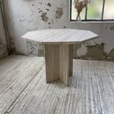 Octagonal travertine coffee table