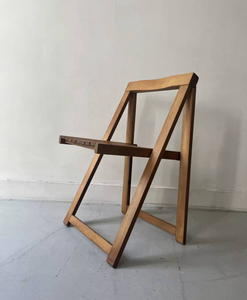 Chaise pliante en bois par Aldo Jacober, design 1960/1970