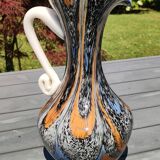 Murano Art Glass Carafe Vase/Carlo Moretti, Speckled Swirls