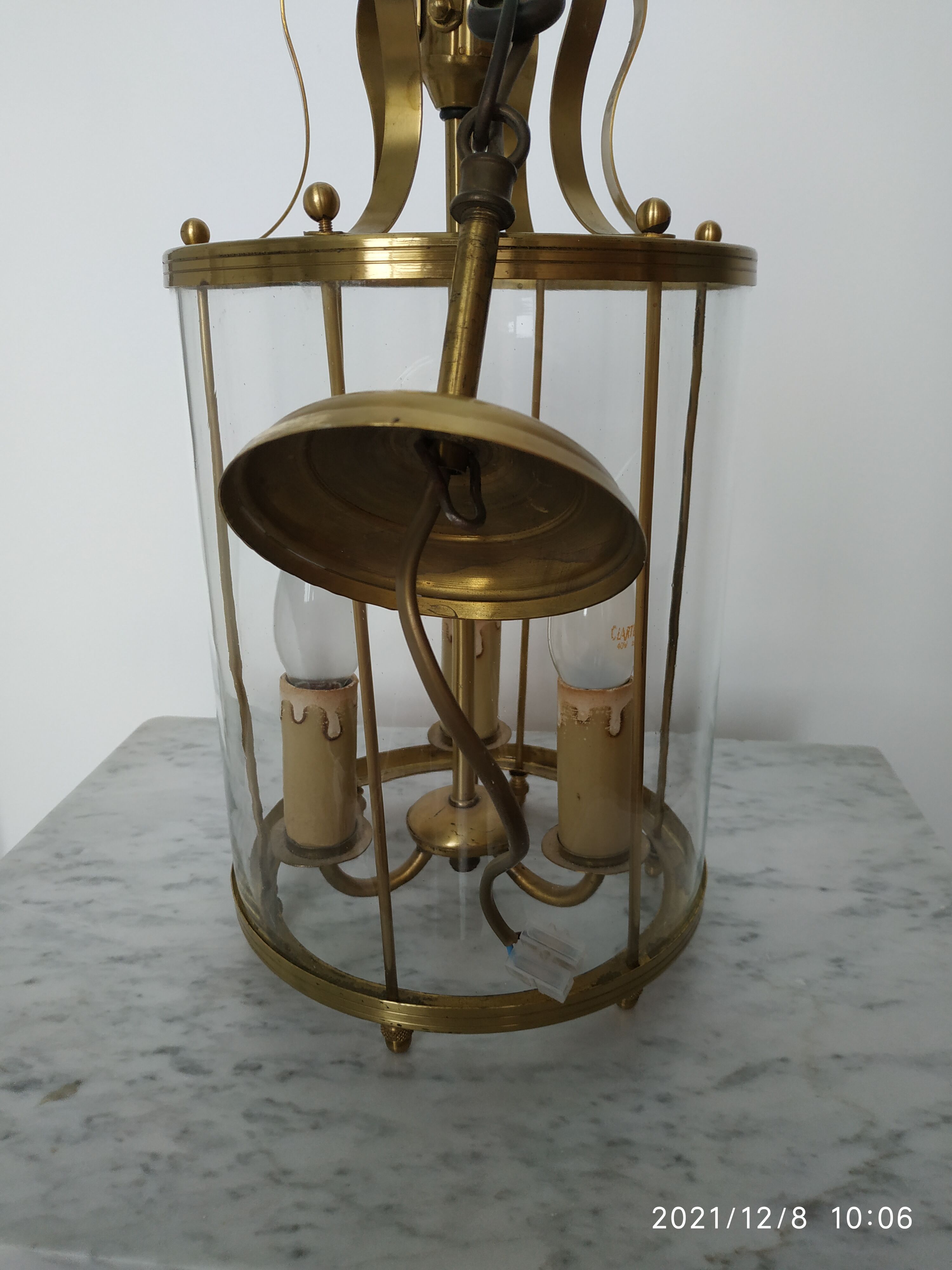 Glass and brass lantern
