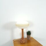 Vintage table lamp marble base with copper and milk glass shade