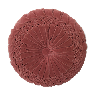 Folded velvet round cushion