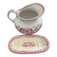 Antique Broc Sarreguemines U&Cie "Rosette" + matching piece – around 1910