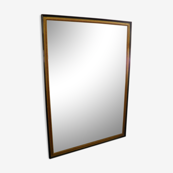 Miroir en bois rectangulaire en bois encadrement en bois noir & doré XXème