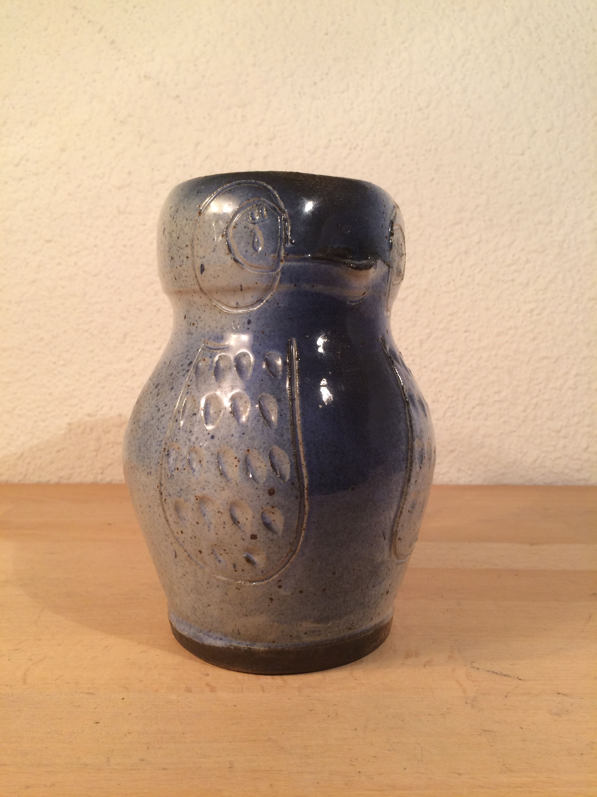 Pichet chouette hibou céramique bleu