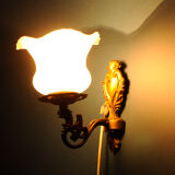 Art Deco wall lamp, brass and glass