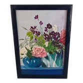 floral vintage signé GCH – bouquet de fleurs, 1993