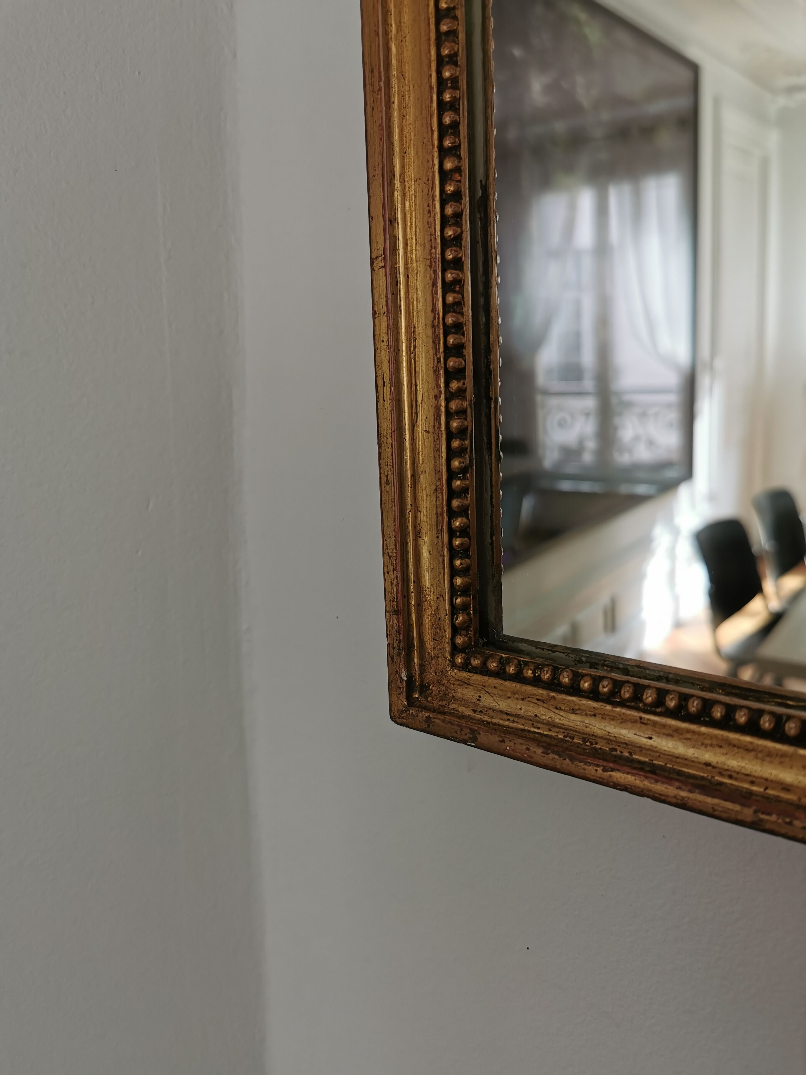 Golden gold leaf water beaded mirror