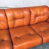 Mid-Century Modern Italian Leather 3-Seater Sofa, 1970s
