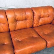 Mid-Century Modern Italian Leather 3 Seat Sofa, 1970s