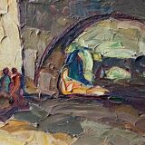 Tableau signé Louis PASTOUR 1876-1948 Vue du pont de Sospel (Provence)