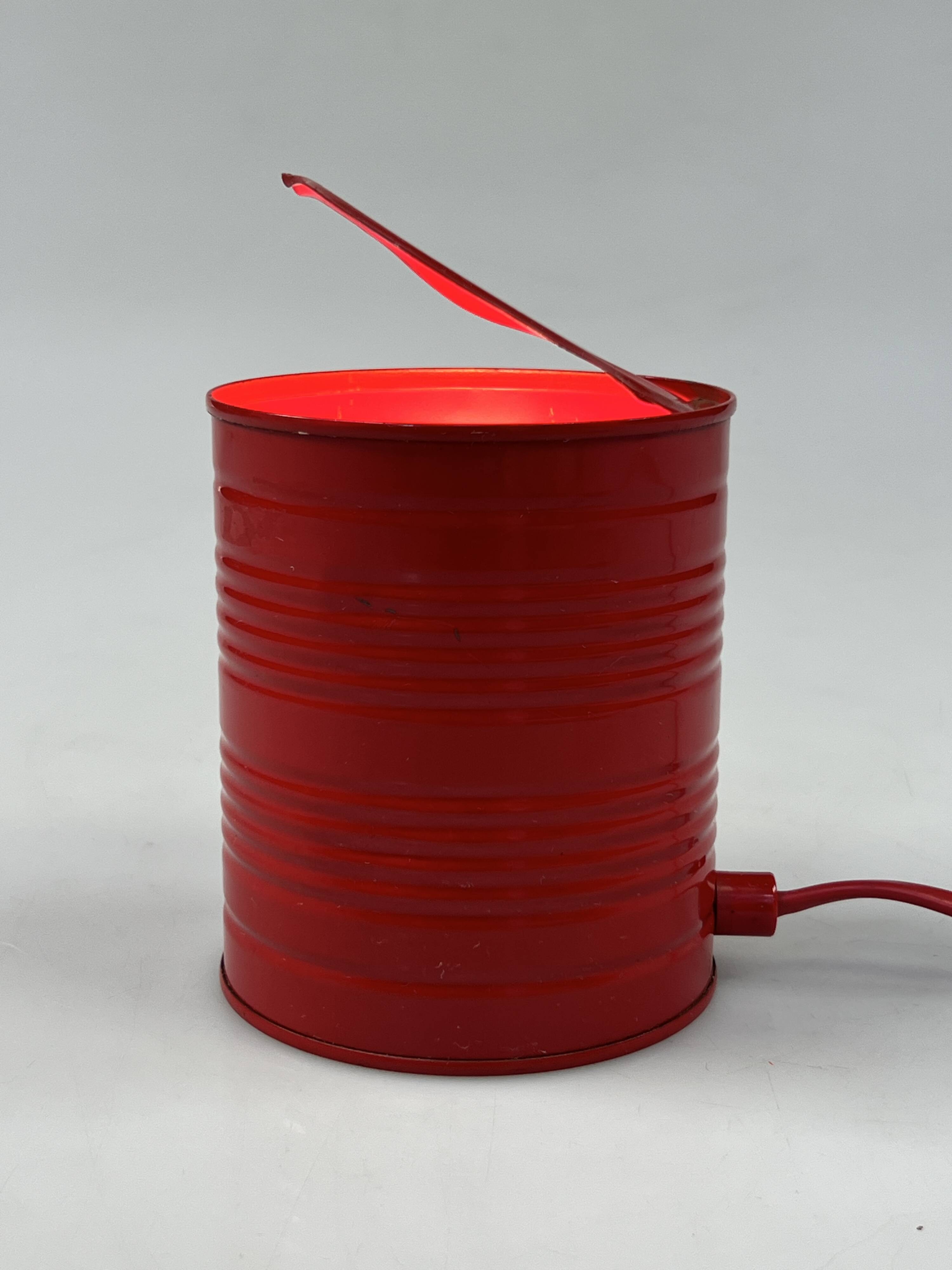 Vintage Red Tin Can Lamp, Ad Van Berlo, Vrieland Design, 1980s