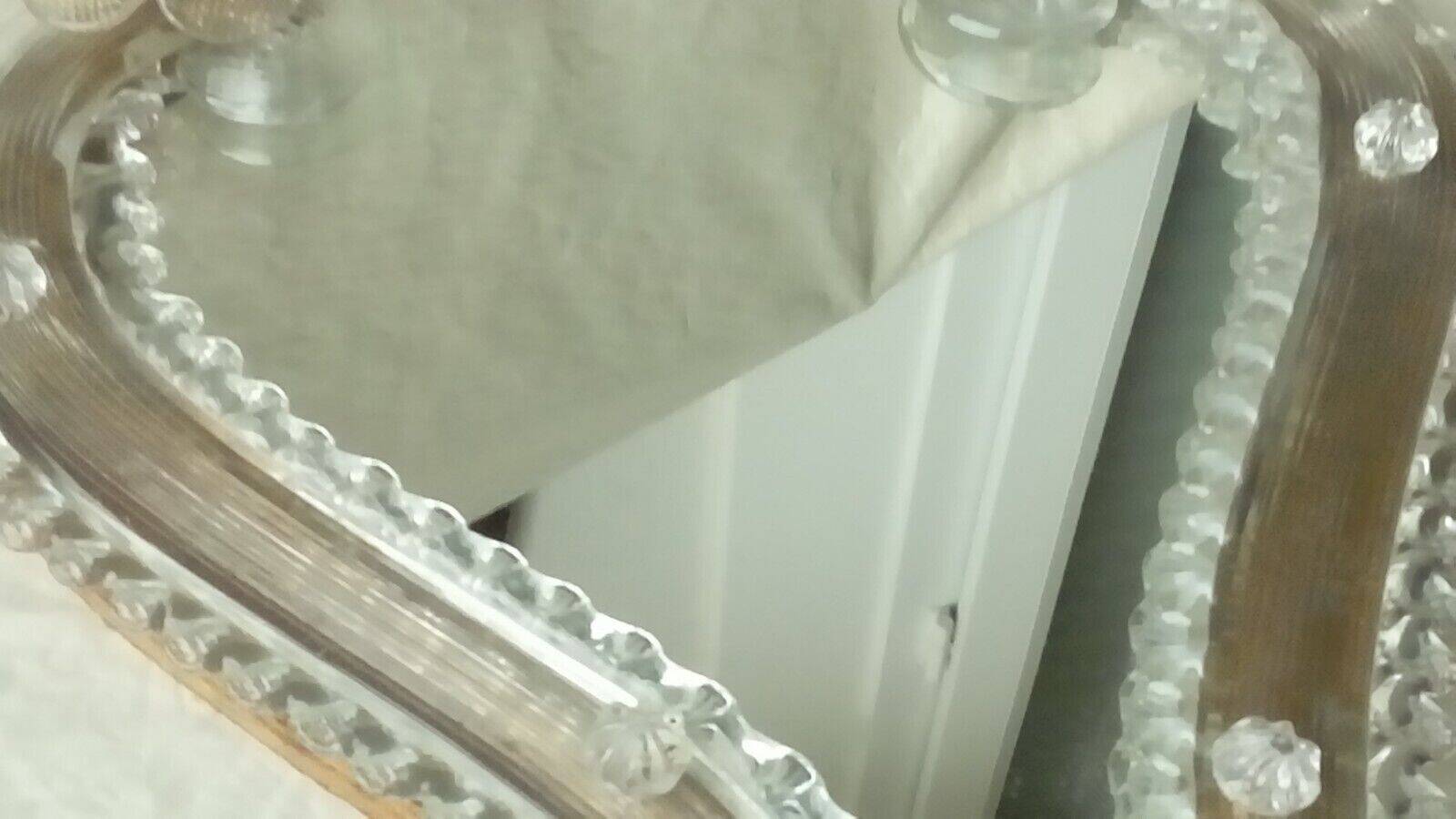 Venetian wall mirror in murano glass on wood 50s-60s