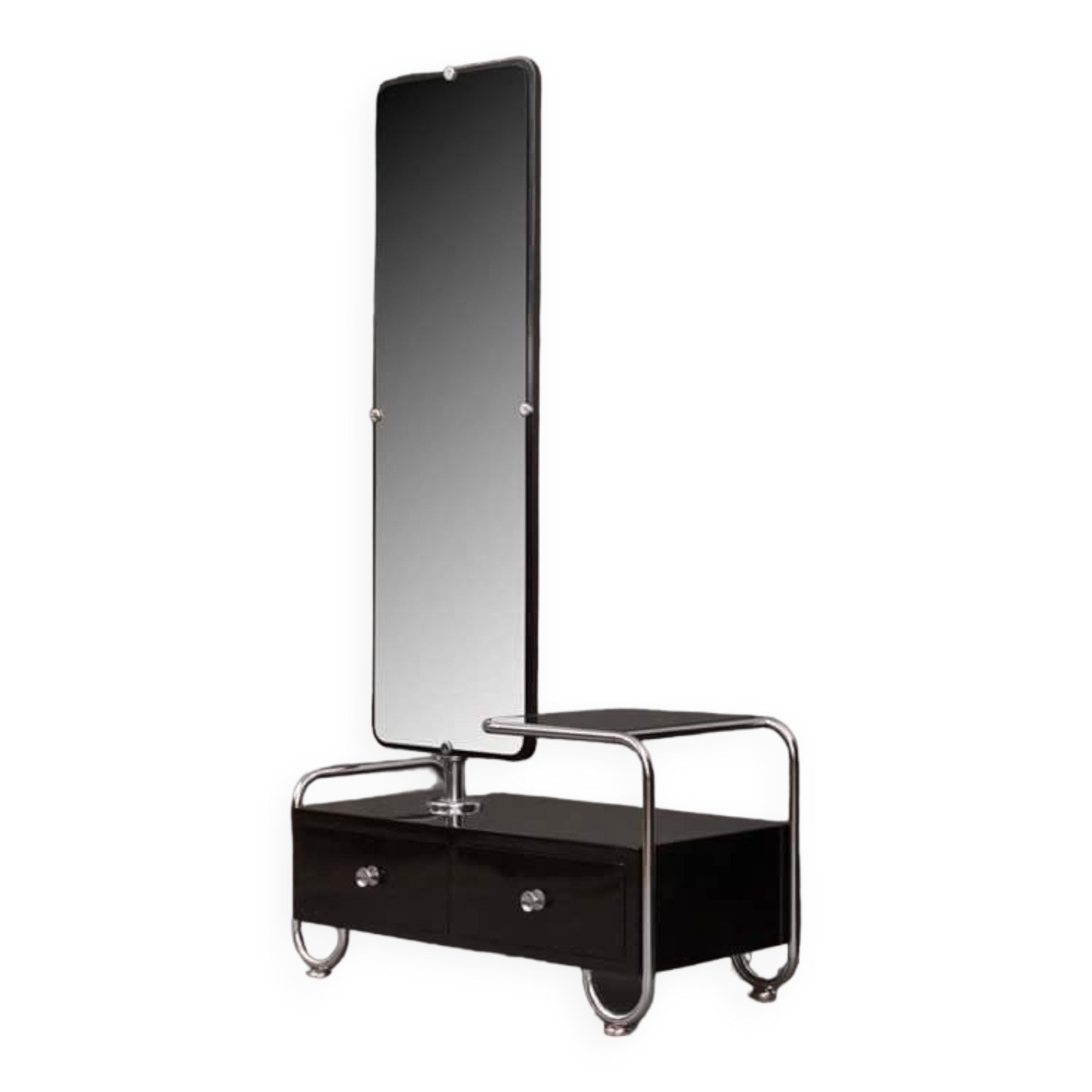 Bauhaus Beech Dressing Table and Mirror, Czech Modernism 1930s