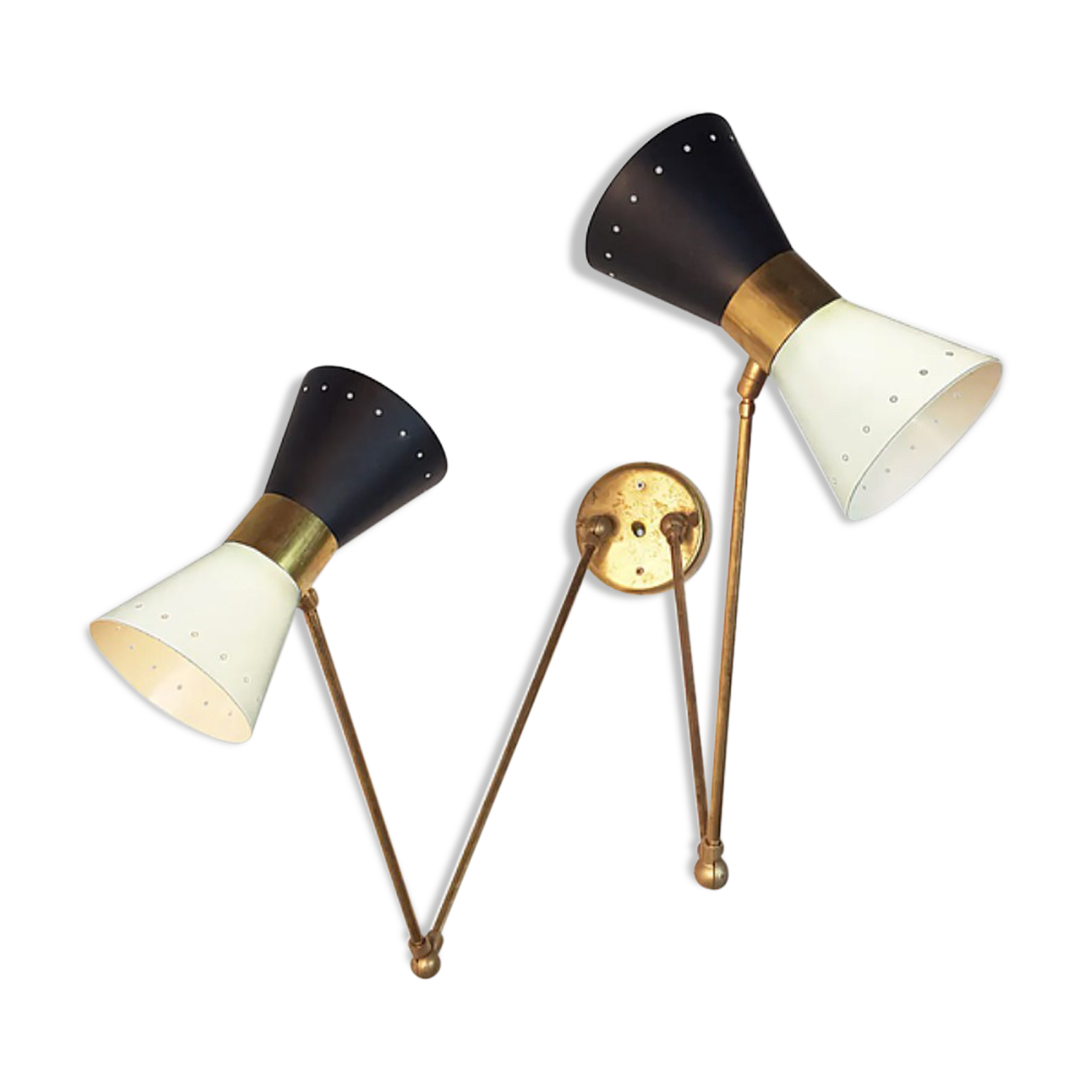 Double italian black and white wall sconce