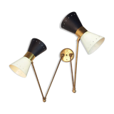 Double italian black and white wall sconce