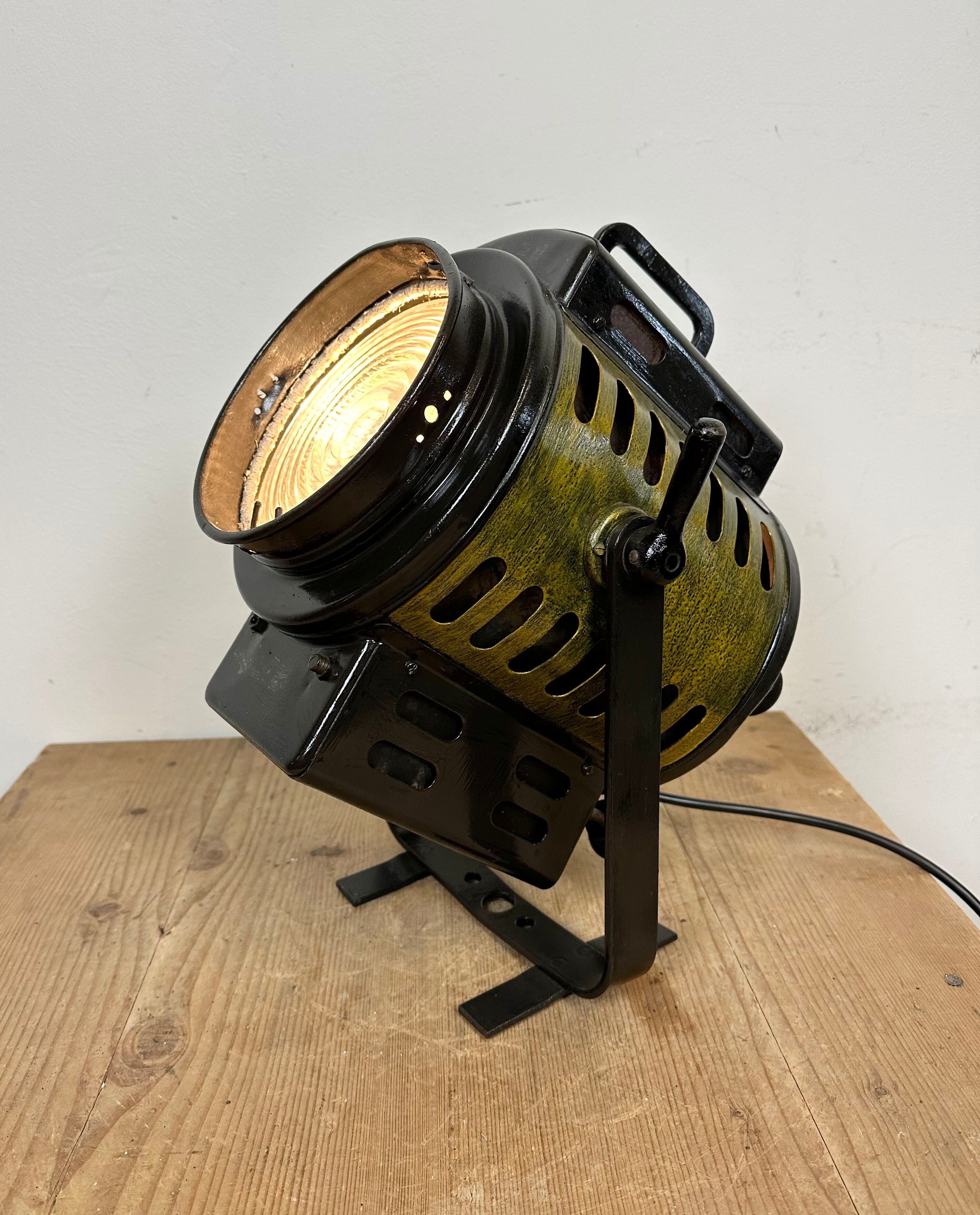 Vintage black theatre spotlight table lamp, 1960s