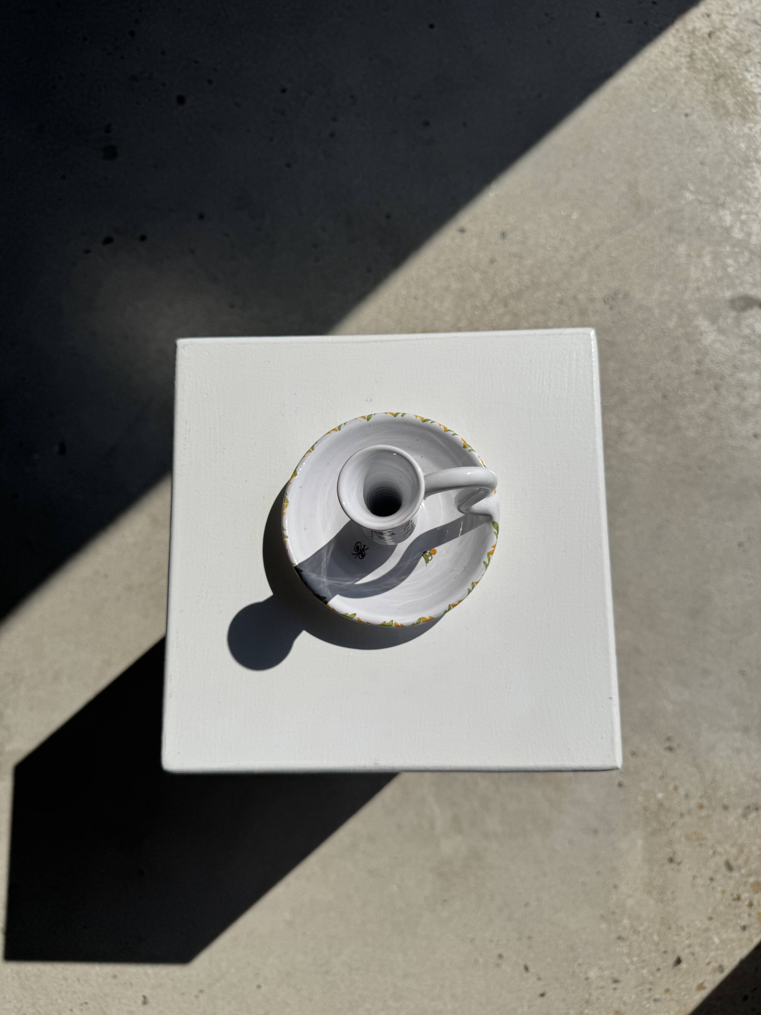 Small terracotta hand candle holder Moustiers H11.5 D12