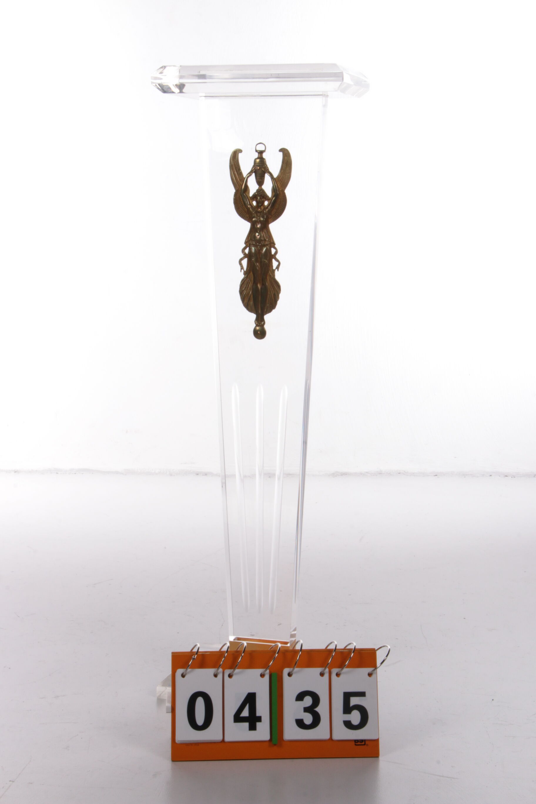 Vintage Plexiglas Stand or console with brass Lady, 1970 Italy
