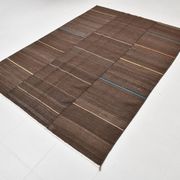 5x8 Dark Brown Ethnic Turkish Kilim Rug, 169x238Cm