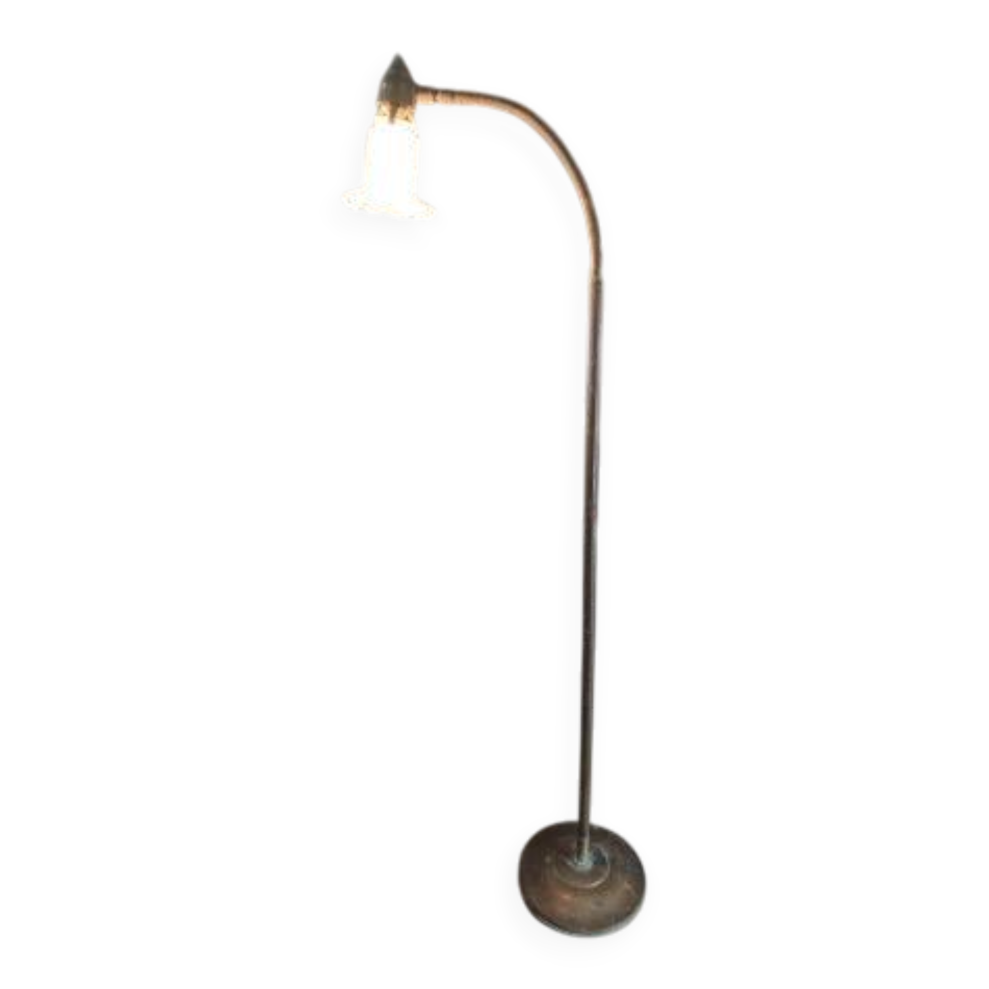 Brass floor lamp with glass shade
