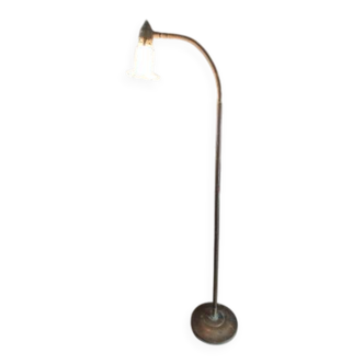 Lampe sur pied laiton et tulipe verre