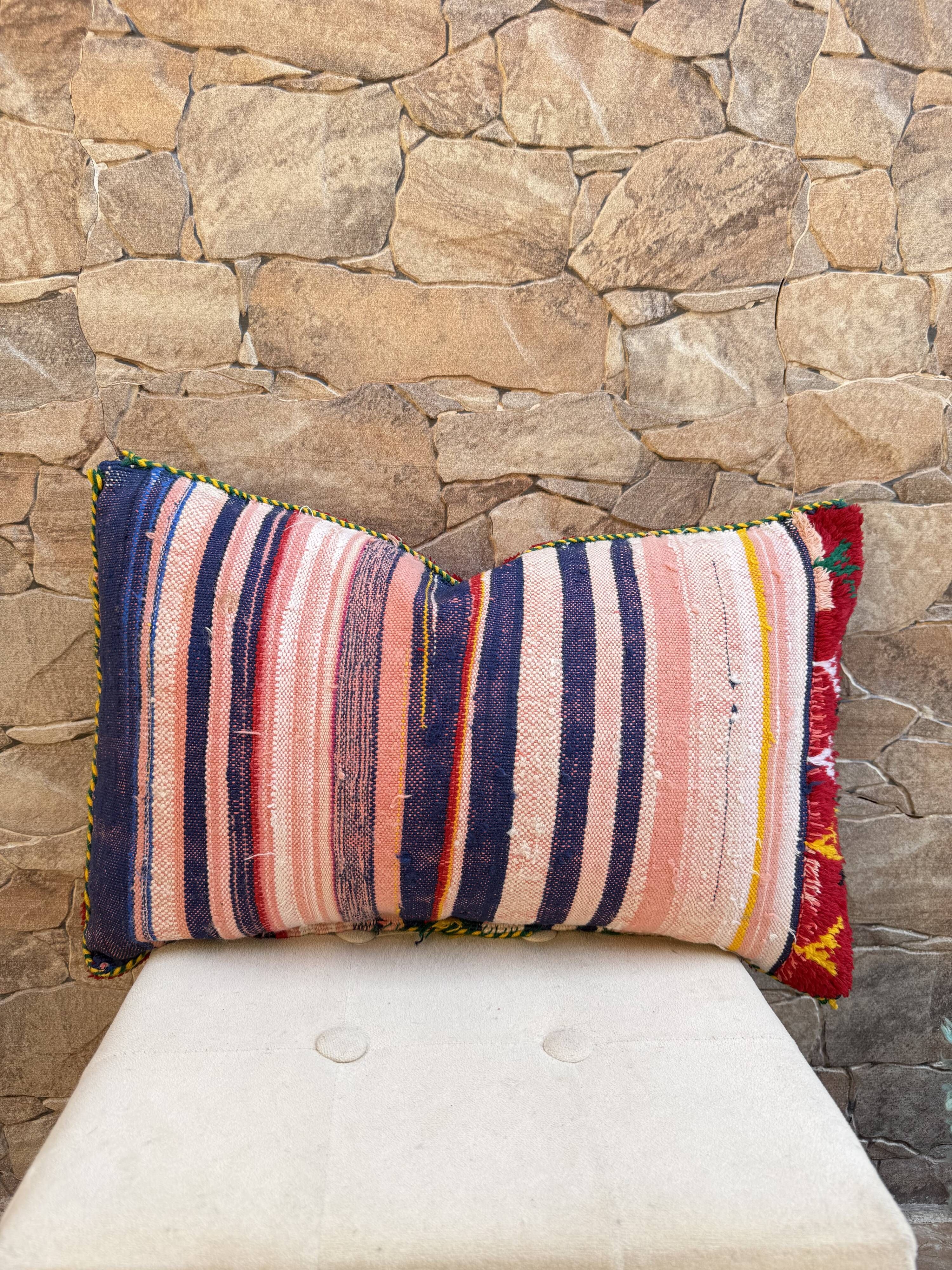 Vintage Berber cushion cover, Moroccan wool cushion.