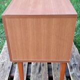 Teak veneer bedside table