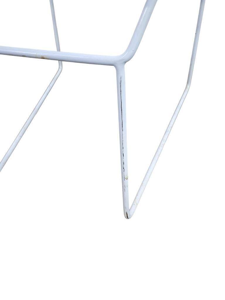Vintage white wire chair in Bertoia style