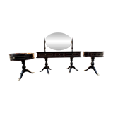 Coiffeuse triptyque vintage 1960s en acajou– signée G. Blouin Nantes