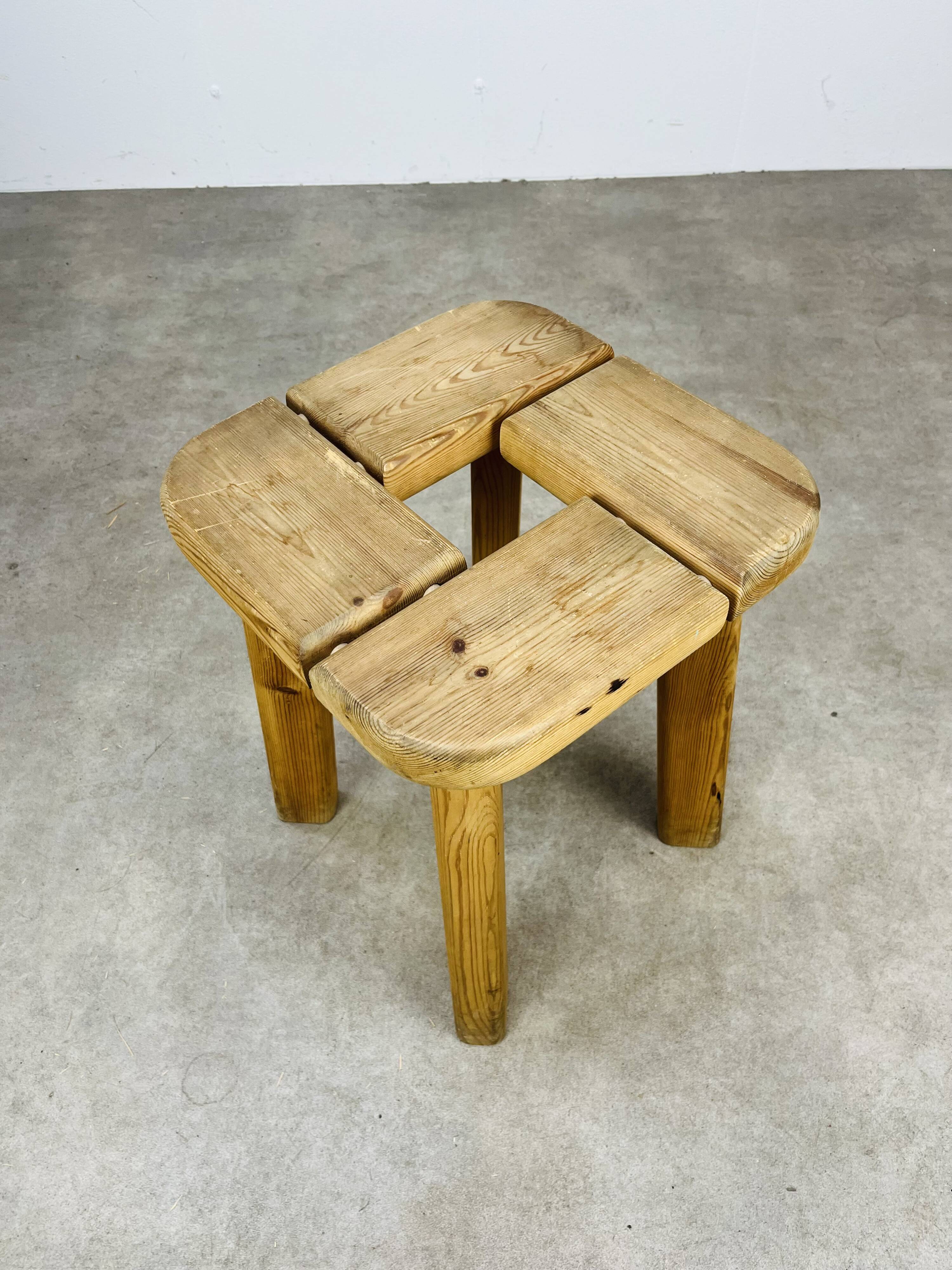 Finnsauna Olof Ottelin brutalist style stool, 1960s