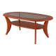 Vintage mahogany coffee table with faceted glass top, 1960s