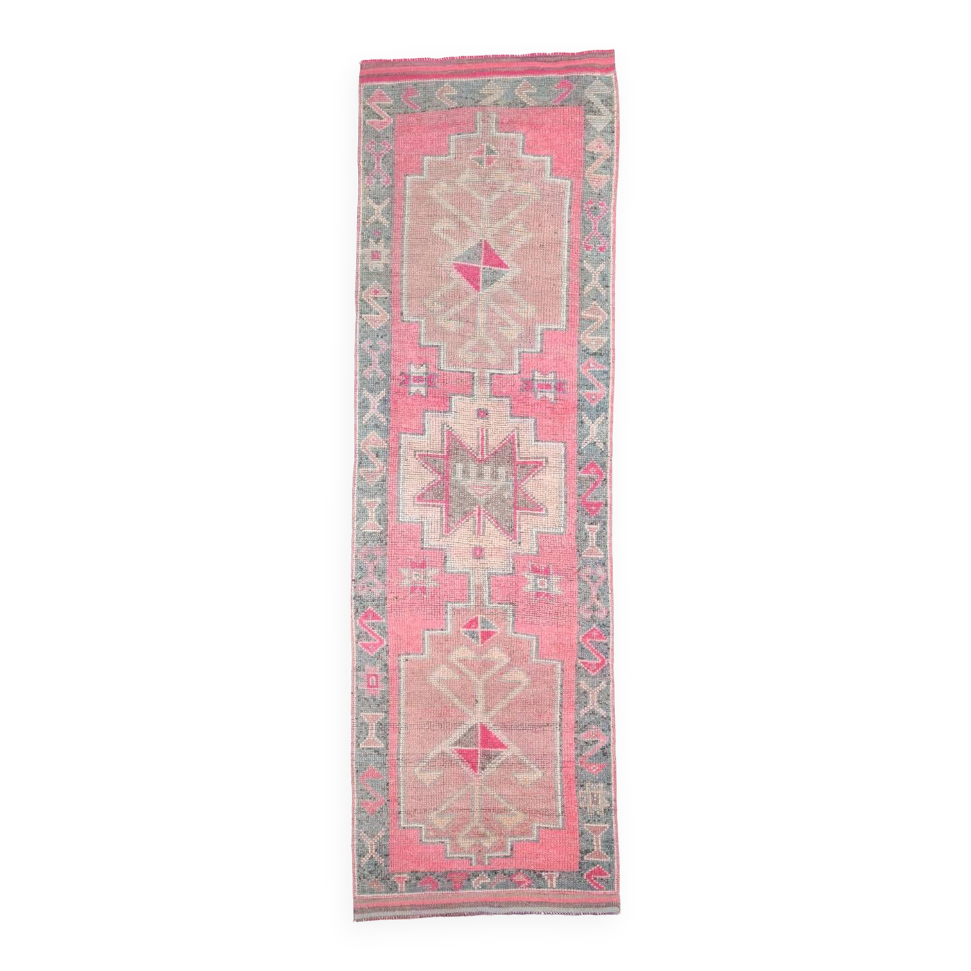 3x10 Pink Vintage Runner Rug, 99x324Cm