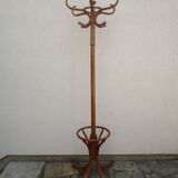 Antique parrot coat rack in blond wood