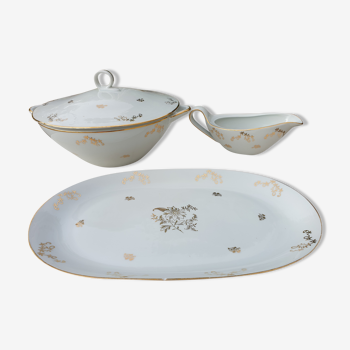 Serving dishes and soup bowl in luxury porcelain of the compagnie nationale