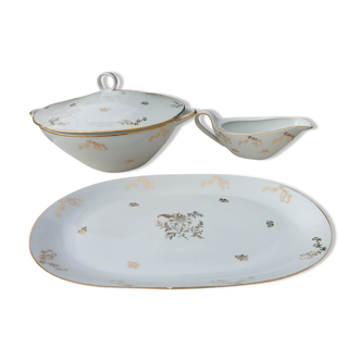 Serving dishes and soup bowl in luxury porcelain of the compagnie nationale