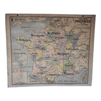 Wall map Vidal Lablache Mezieres, France provinces