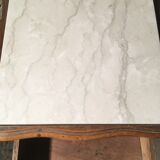 Walnut and marble bedside table