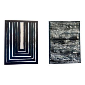 Diptyque tableaux bleus