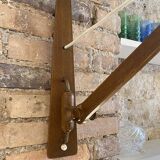Scandinavian articulated wall lamp, teak and raffia, 1960