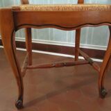 Extendable table and 4 straw chairs, cherry wood