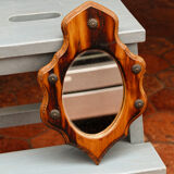 Mirror badge in flamed pine, 33x22 cm