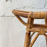 High stool in bamboo and rattan, circa 1960.