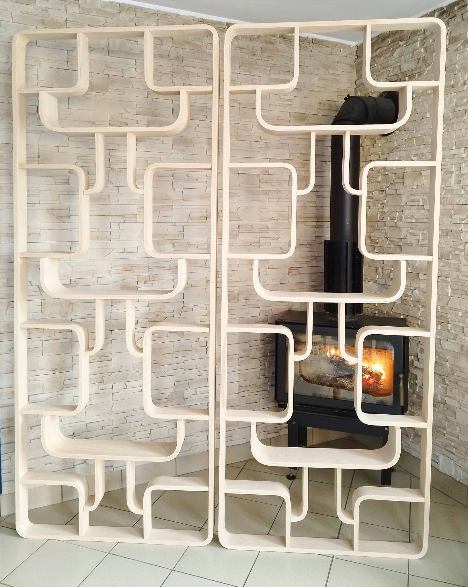 Mid-Century Czech Wall or Room Divider by Ludvik Volak for Drevopodnik Holesov, 1960s, Set of 2