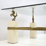 Maison Charles Mid-Century Modern Brass Horsed French Coffee Table, 1970s