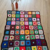 Large patchwork technical wool blanket 95*110